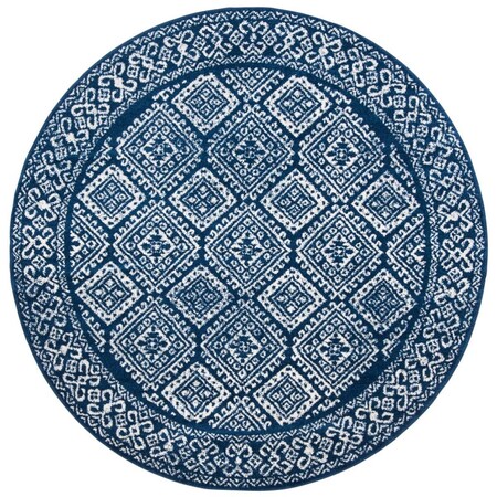 Safavieh 3 x 3 ft. Tulum Power Loomed Round Area Rug; Navy & Ivory TUL264N-3R